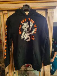 Vans felpa cappuccio nero arancione lupo L bambino