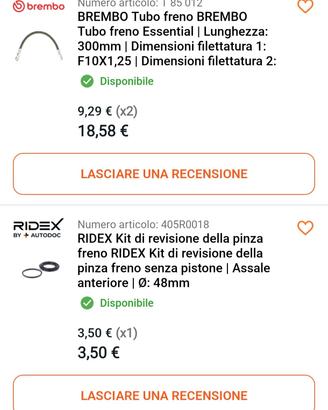 Ricambi nuovi freni Panda 141