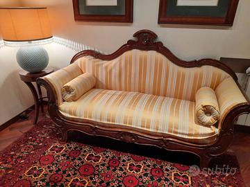 DIVANO STILE IMPERO Struttura in Legno Intarsiato