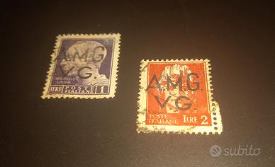 Francobolli 1 lira 2 lire poste italia