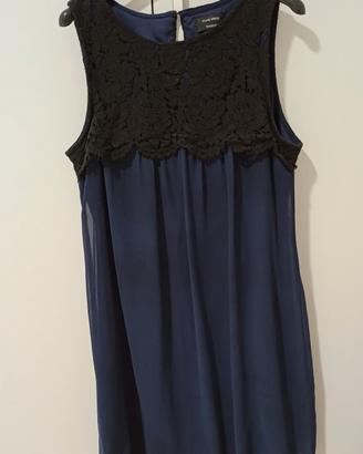 Abito Yessica blu navy pizzo nero elegante 42 IT
