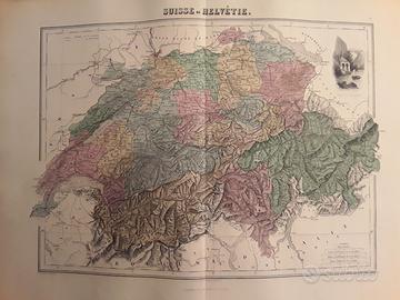 Carta geografica metà Ottocento 