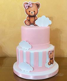 Torta Scenografica Orsetto Rosa e Nuvole