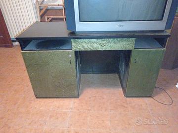 Scrivania nera e pergamena Art Deco anni 40