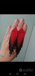 Orecchini Red and Gold handmade con perline