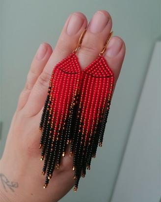Orecchini Red and Gold handmade con perline