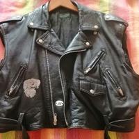 giacca pelle nera senza maniche taglia M -