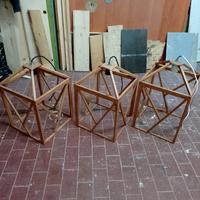 Lampadario lanterna artigianale in legno