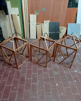 Lampadario lanterna artigianale in legno