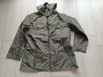 Kway cerata militare verde cappuccio cerniera