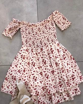 Vestito NUOVO viscosa panna fantasia fiori Corsaro