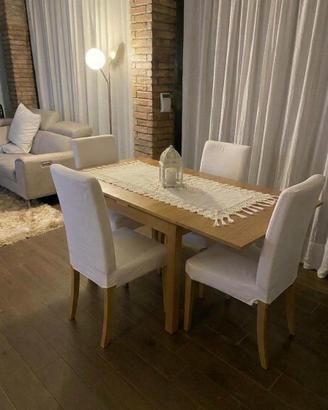 Set Tavolo Allungabile in Legno + 4 Sedie Imbottit
