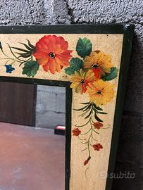 Specchio vintage cornice legno dipinto a mano