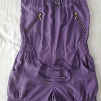Playsuit / tutina con pantaloni corti seta viola
