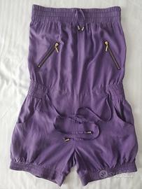 Playsuit / tutina con pantaloni corti seta viola