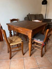 Tavolo rustico romagnolo antico e sedie