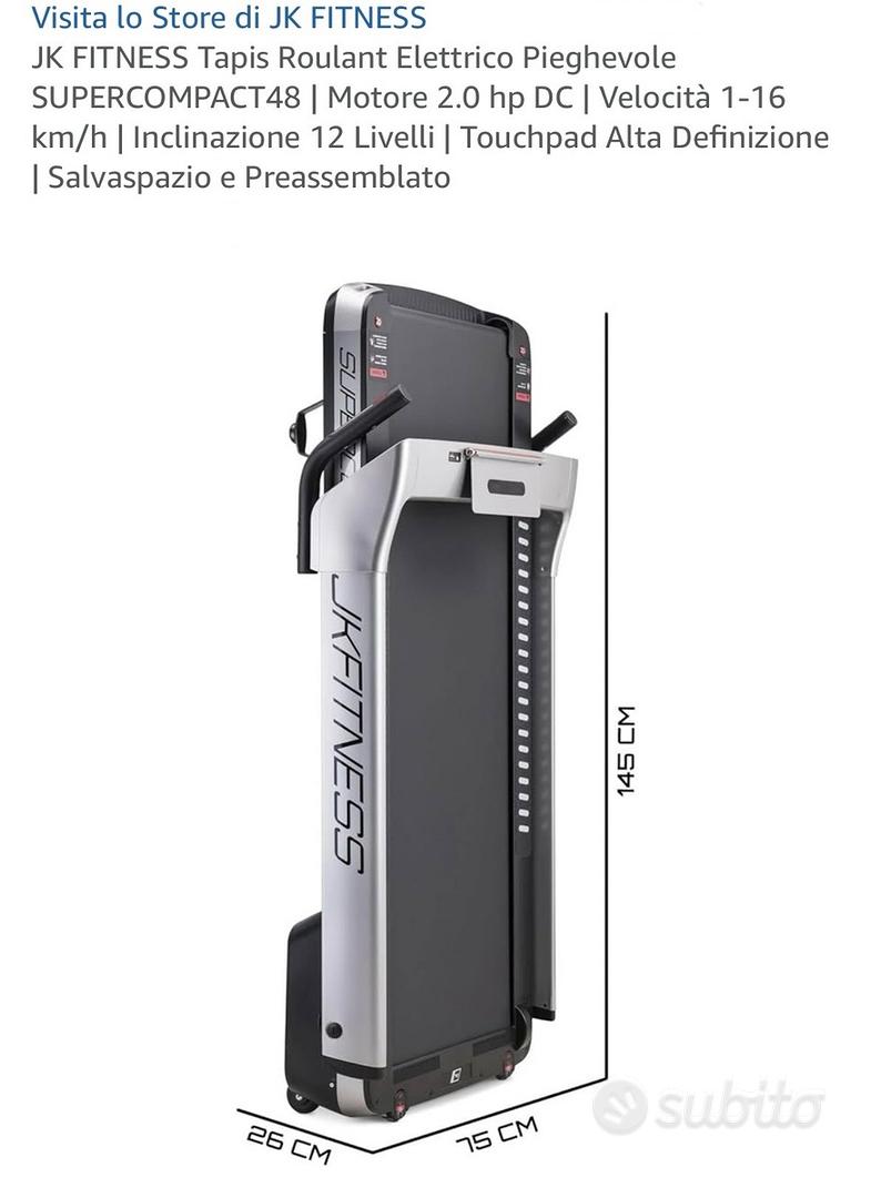 Tapis Roulant Pieghevole JK FITNESS SUPERCOMPACT48 - Motore 2.0HP, Velocità 1-16 Km/h, 12 Livelli Inclinazione - Foto 6