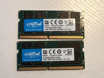 Memoria 2x Crucial 32GB DDR4 3200 SODIMM notebook