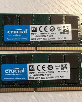 Memoria 2x Crucial 32GB DDR4 3200 SODIMM notebook