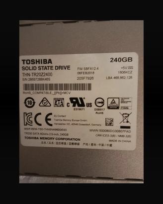 Ssd Toshiba 250 gb da 2.5” Sata 3
