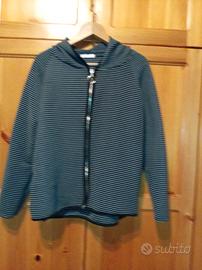 maglia a cerniera e cappuccio nero/grigio scuro XL