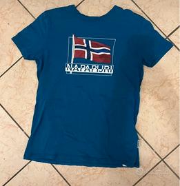 T-Shirt Napapijri blu con Maci logo original tg 13