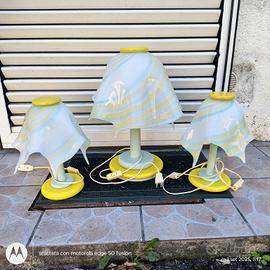 lampada, due abatjour e un lampadario . murano 