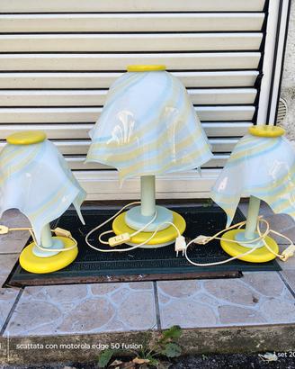 lampada, due abatjour e un lampadario . murano 