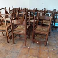 48 SEDIE  legno massello e paglia. Uso ristorante