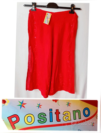 sarong Donna rosso positano nuovo Con Cartellino  