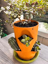 Fioriera fiorita+ sottovaso in ceramica