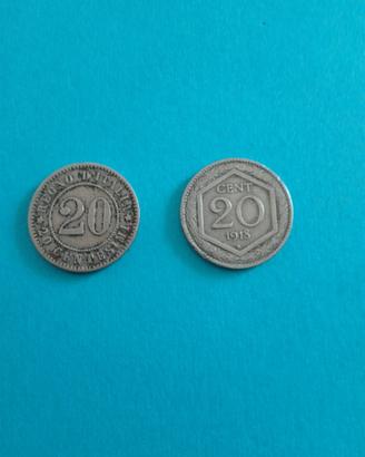 Regno d'Italia 20 Cent 1894 KB- 20 Cent 1918 R