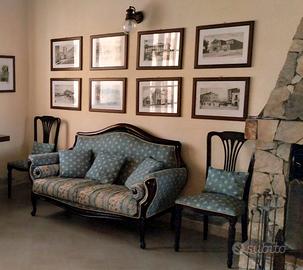 Divano 2 posti e 2 sedie stile liberty + cuscini