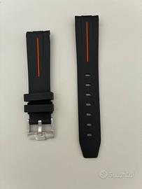 Cinturino in gomma per diver nero e arancione 20mm