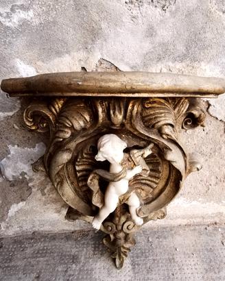 Antica Mensola in legno e foglia D'oro. cm40