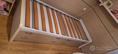 Letto singolo con doghe e cassetti