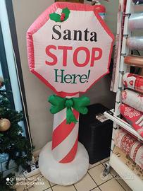 Insegna Natale Gonfiabile a led Stop here 150 cm