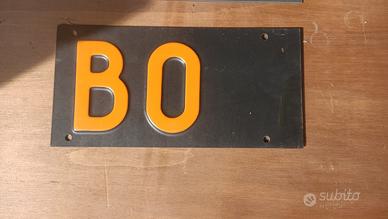 Targa BO Bologna originale vintage nero arancio fo