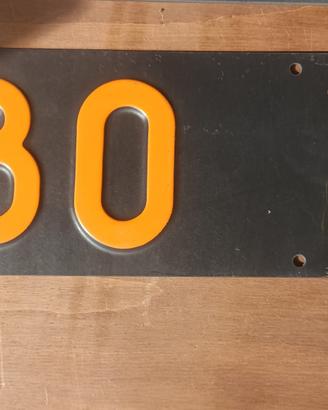 Targa BO Bologna originale vintage nero arancio fo
