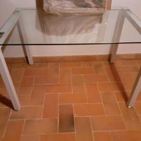 Tavolo in vetro e sedie, tavolo in rovere