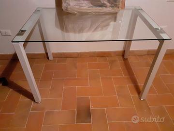 Tavolo in vetro e sedie, tavolo in rovere