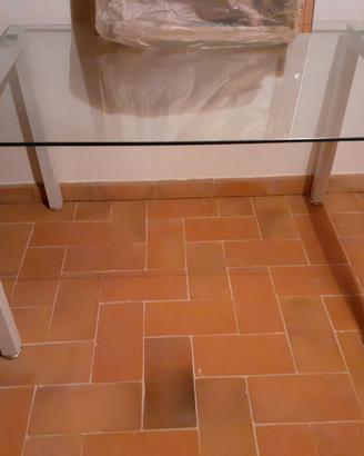 Tavolo in vetro e sedie, tavolo in rovere