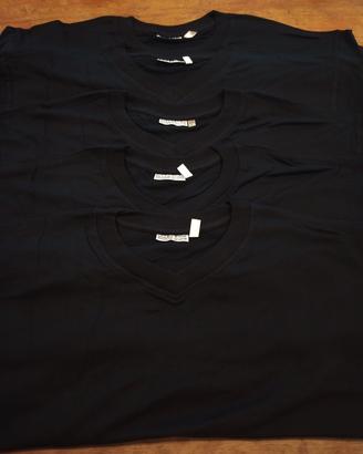 5 t-shirt uomo nero scollo v xl
