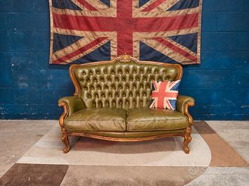 Divano Chester Chesterfield  green vera pelle ingl