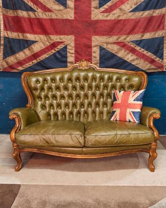 Divano Chester Chesterfield  green vera pelle ingl