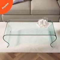Tavolino 120x60 cm in vetro trasparente sagomato -