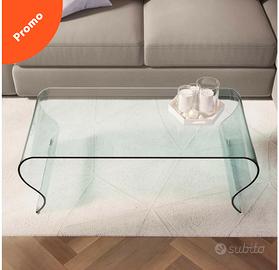 Tavolino 120x60 cm in vetro trasparente sagomato -