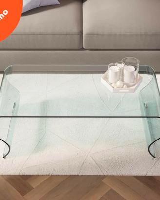 Tavolino 120x60 cm in vetro trasparente sagomato -