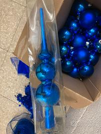 palline Natale blu oltre 40 + puntale + allestimen