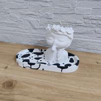 Set decorativo cow print con vassoio e porta vaso 